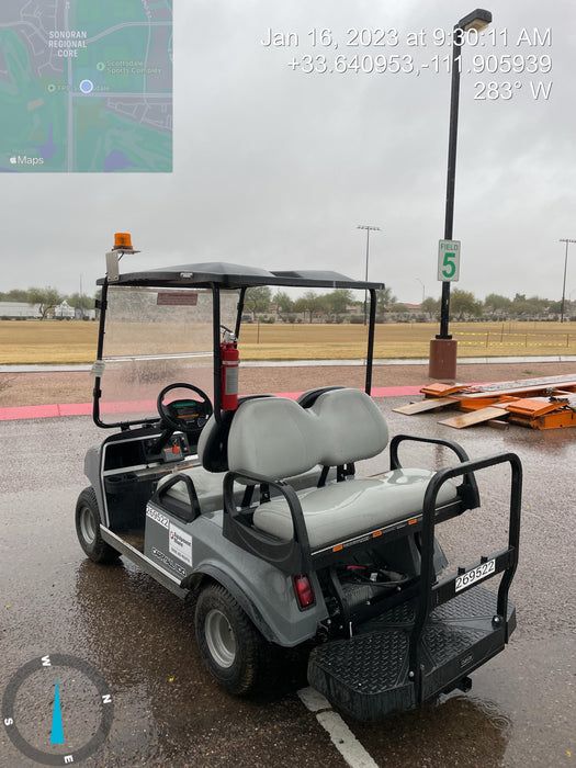 2022 Club Car CA100E Canopy, Fold down Windshield, Beacon, Back up Alarm, All-Trail Trials, HD 8 V Batteries, Trailer Hitch and Ball