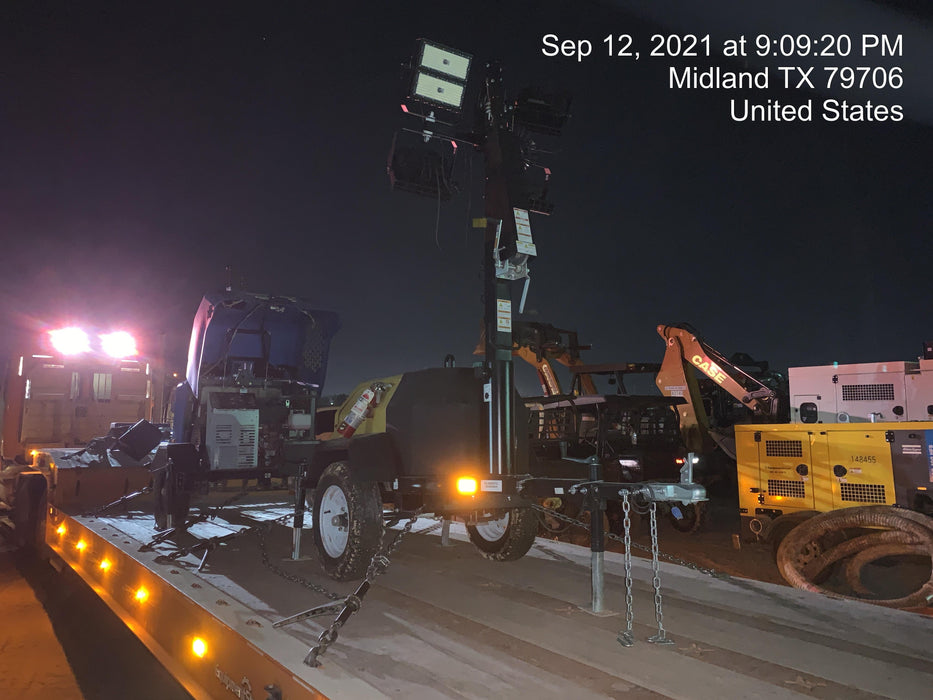 2021 Allmand NLV3GR (4) LED Light Fixture 350W, 23' Vertical Mast, 3kW Prime, Towable, Deep Sea L401, Leveling Jacks, Yanmar T4F 5.8hp