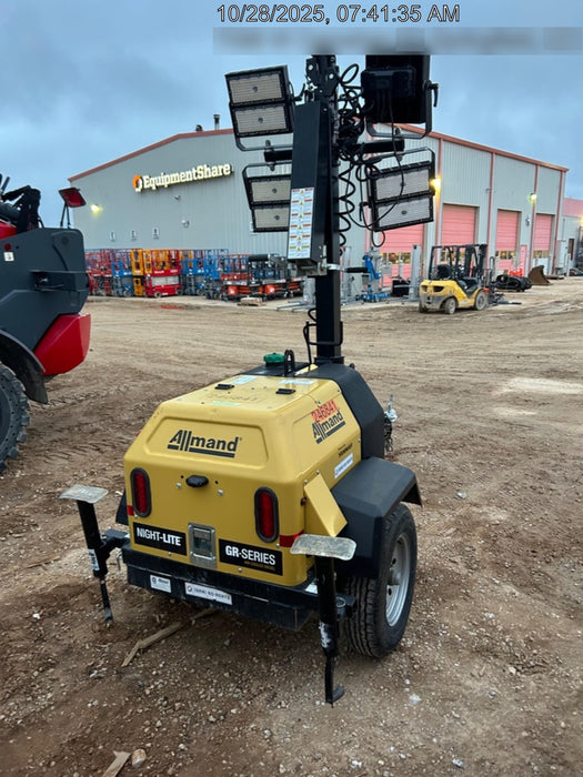 2022 Allmand NLV3GR (4) LED Light Fixture 350W, 23' Vertical Mast, 3kW Prime, Towable, ES Decals, T3