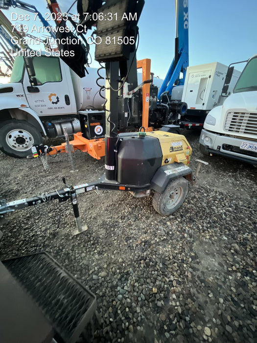 2022 Allmand NLV3GR (4) LED Light Fixture 350W, 23' Vertical Mast, 3kW Prime, Towable, ES Decals, T3