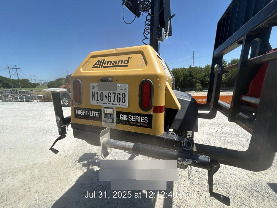 2022 Allmand NLV3GR (4) LED Light Fixture 350W, 23' Vertical Mast, 3kW Prime, Towable, Deep Sea L401, Leveling Jacks, Yanmar T4F 5.8hp