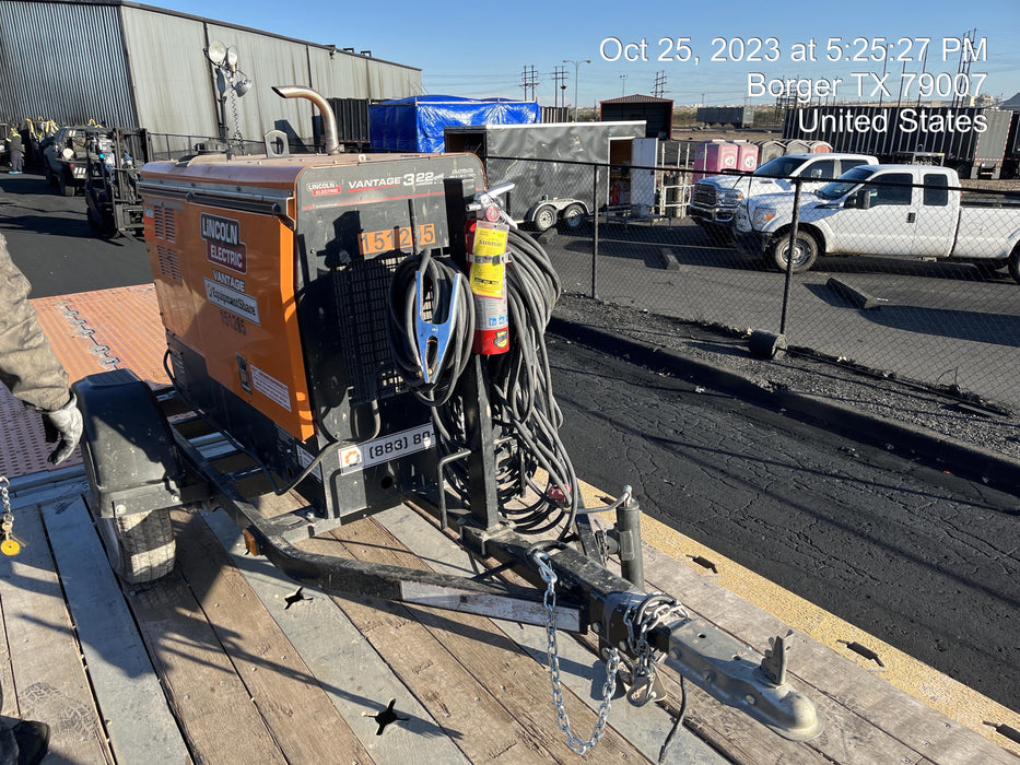 2021 Lincoln Electric Vantage 322 Vantage 322 Ready Pak 3 w/ Telematics & Decals, ORANGE (includes trailer, cable rack, fender light kit)