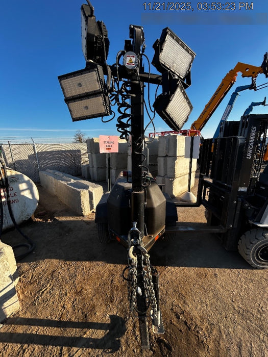 2022 Allmand NLV3GR (4) LED Light Fixture 350W, 23' Vertical Mast, 3kW Prime, Towable, Deep Sea L401, Leveling Jacks, Yanmar T4F 5.8hp