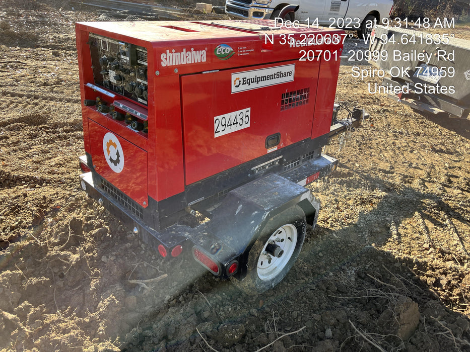 2023 Shindaiwa DGW400MDL Kubota D902 Engine, 23 HP, Dual Op Welder, Wire, Arc, Droop Stick, Tig, and CC Stick Functionality, Simulphase, 3 Phase and 1 Phase Gen Output, Single Axle NB Trlr, Slr Trckl Chrg 12V 12W, Fire Ext