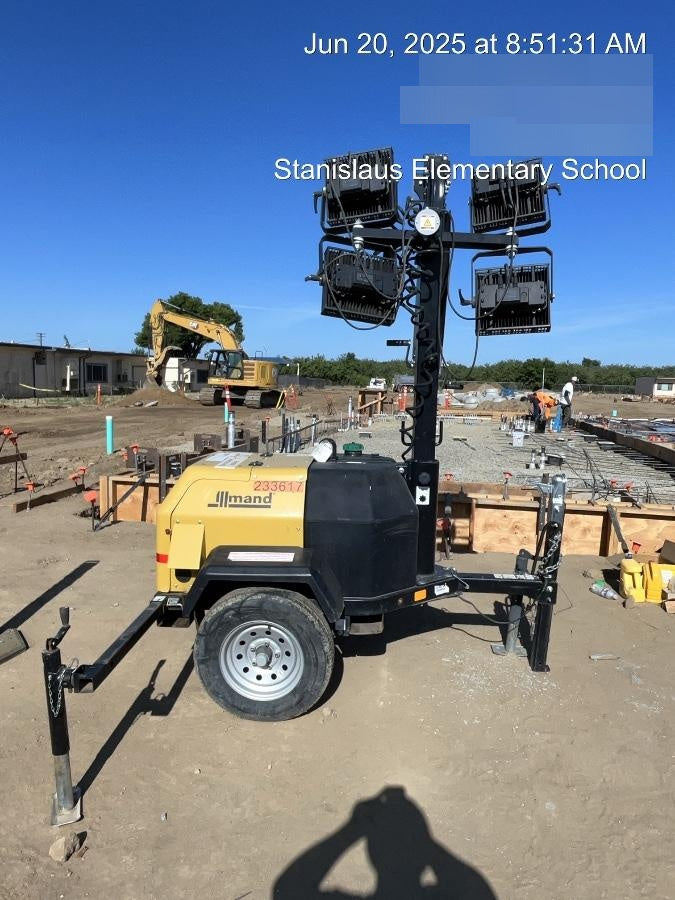 2022 Allmand NLV3GR (4) LED Light Fixture 350W, 23' Vertical Mast, 3kW Prime, Towable, Deep Sea L401, Leveling Jacks, Yanmar T4F 5.8hp