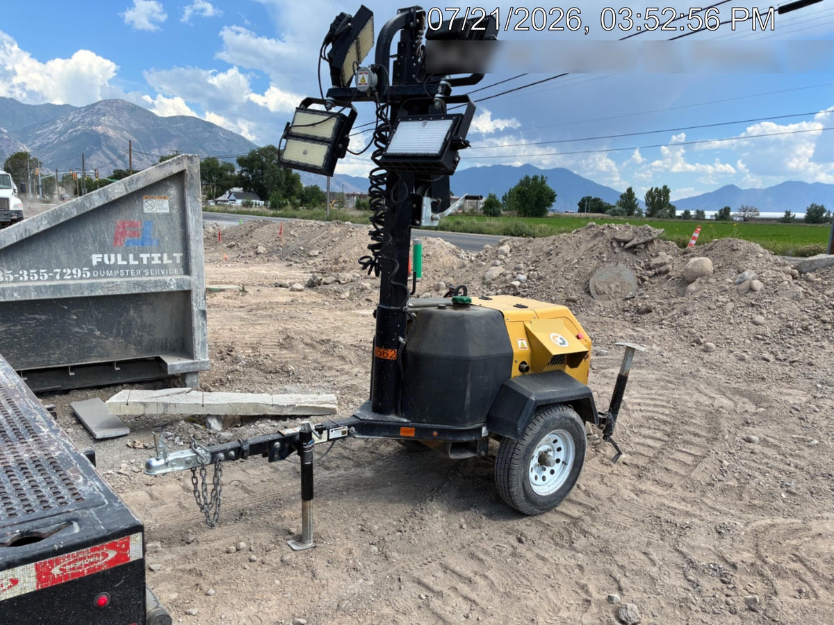 2021 Allmand NLV3GR (4) LED Light Fixture 350W, 23' Vertical Mast, 3kW Prime, Towable, Deep Sea L401, Leveling Jacks, Yanmar T4F 5.8hp