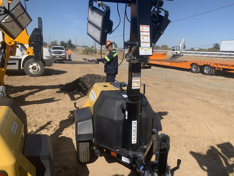 2021 Allmand NLV3GR (4) LED Light Fixture 350W, 23' Vertical Mast, 3kW Prime, Towable, Deep Sea L401, Leveling Jacks, Yanmar T4F 5.8hp