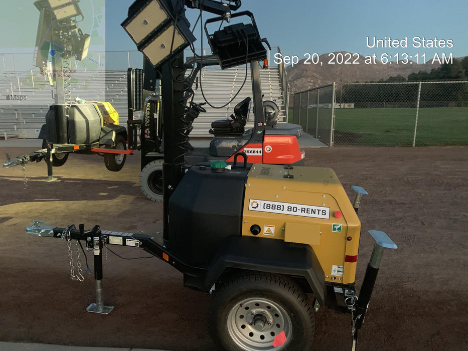 2022 Allmand NLV3GR (4) LED Light Fixture 350W, 23' Vertical Mast, 3kW Prime, Towable, Deep Sea L401, Leveling Jacks, Yanmar T4F 5.8hp