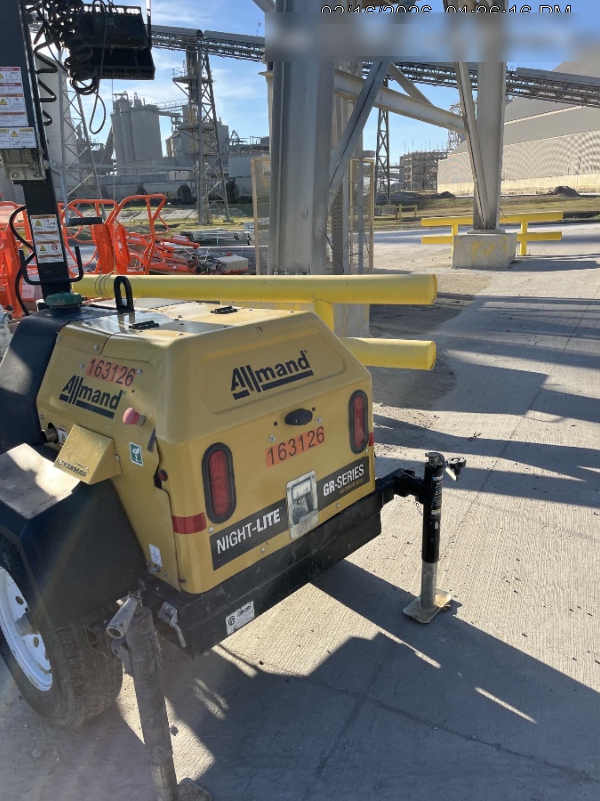 2021 Allmand NLV3GR (4) LED Light Fixture 350W, 23' Vertical Mast, 3kW Prime, Towable, Deep Sea L401, Leveling Jacks, Yanmar T4F 5.8hp