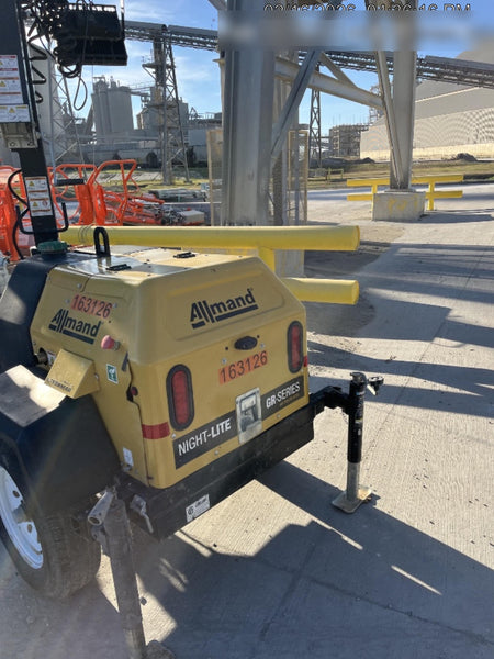 2021 Allmand NLV3GR (4) LED Light Fixture 350W, 23' Vertical Mast, 3kW Prime, Towable, Deep Sea L401, Leveling Jacks, Yanmar T4F 5.8hp