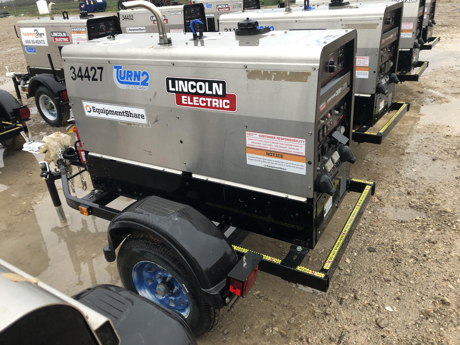 2019 Lincoln Electric Vantage 322 Welder Ready-Pak 3, Two wheel trailer, Fender and Light kit, Cable Rack