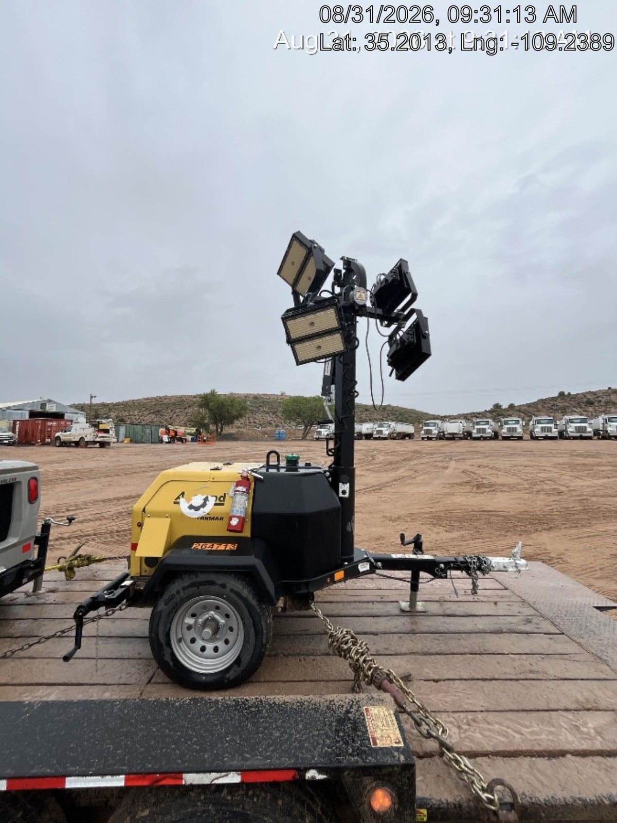 2022 Allmand NLV3GR (4) LED Light Fixture 350W, 23' Vertical Mast, 3kW Prime, Towable, ES Decals, T3