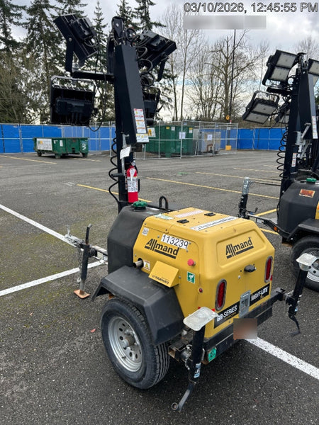 2020 Allmand NLV3GR (4) LED Light Fixture 350W, 23' Vertical Mast, 3kW Prime, Towable, Deep Sea L401, Leveling Jacks, Yanmar T4F 5.8hp