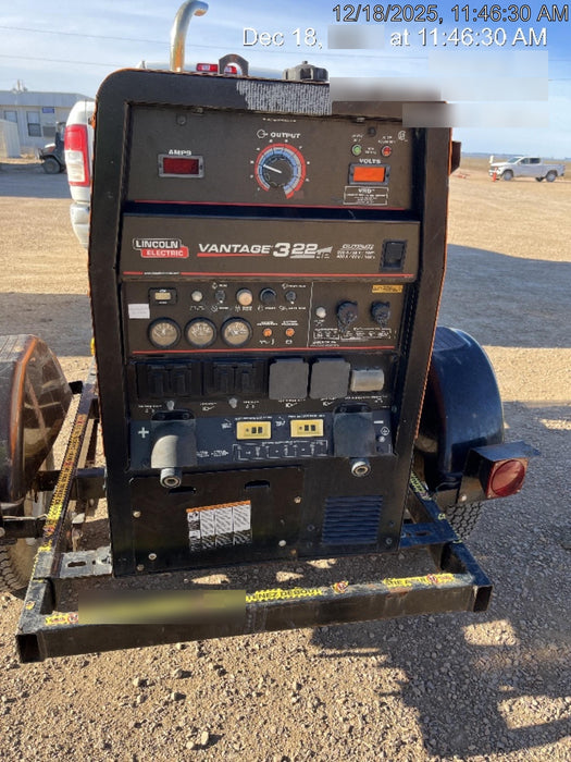 2021 Lincoln Electric Vantage 322 Vantage 322 Ready Pak 3 w/ Decals, ORANGE (includes trailer, cable rack, fender light kit) NO Telematics