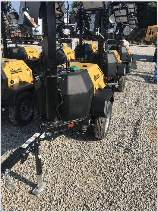 2022 Allmand NLV3GR (4) LED Light Fixture 350W, 23' Vertical Mast, 3kW Prime, Towable, Deep Sea L401, Leveling Jacks, Yanmar T4F 5.8hp