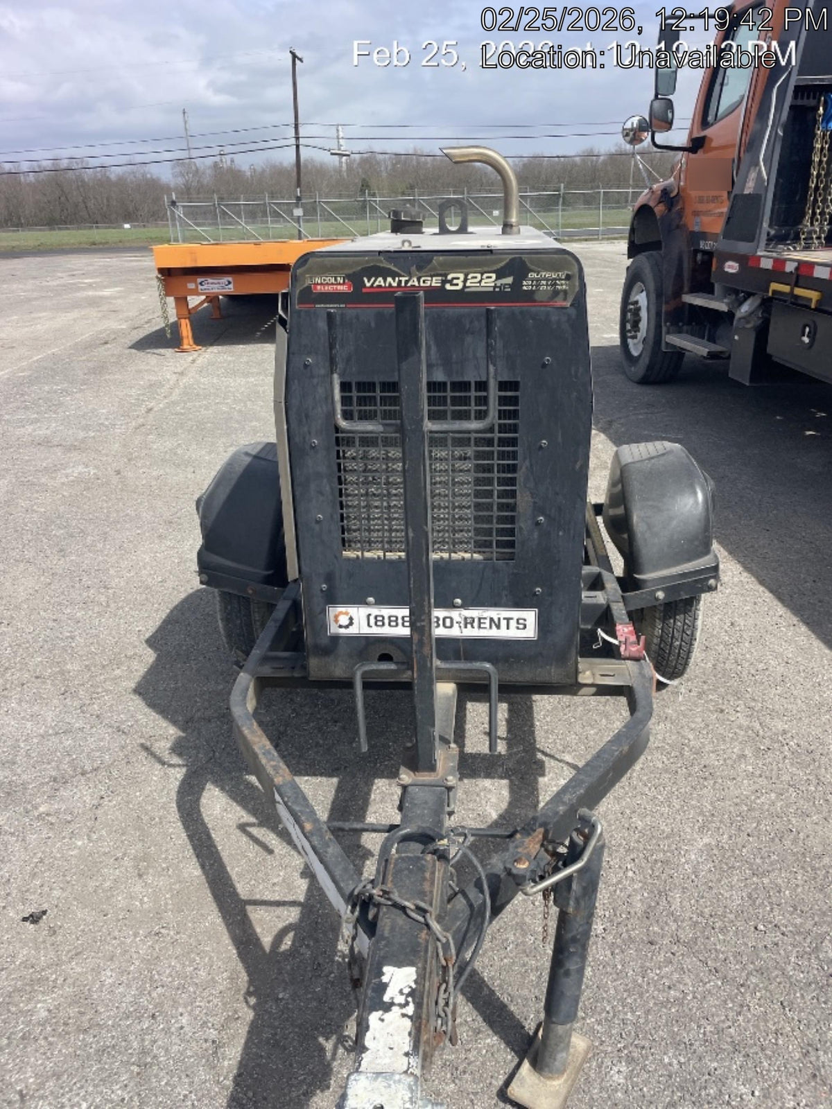2019 Lincoln Electric Vantage 322 Ready-Pak 3, Two Wheel Trailer, Fender and Light Kit, Cable Rack