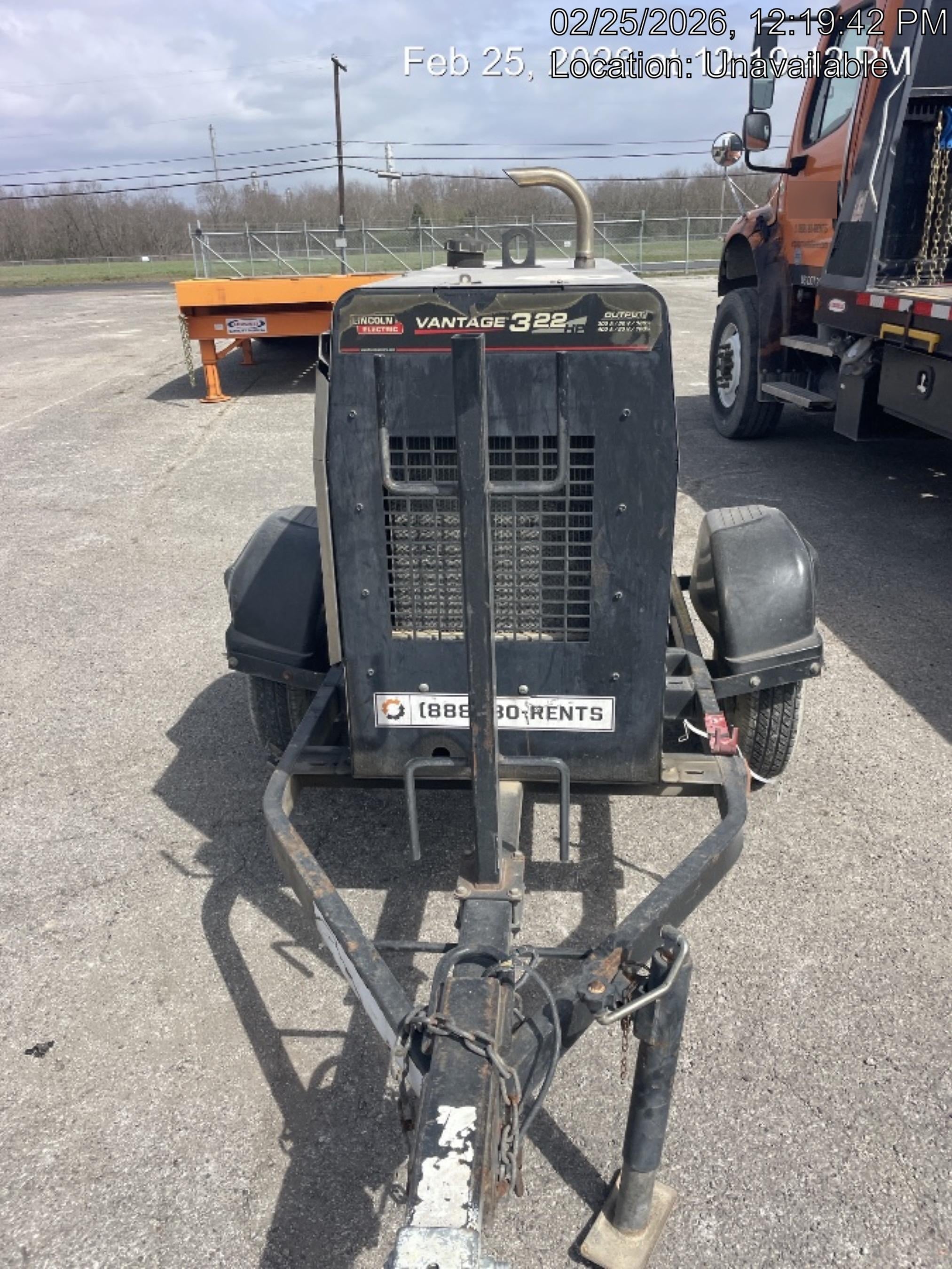 2019 Lincoln Electric Vantage 322 Ready-Pak 3, Two Wheel Trailer, Fender and Light Kit, Cable Rack