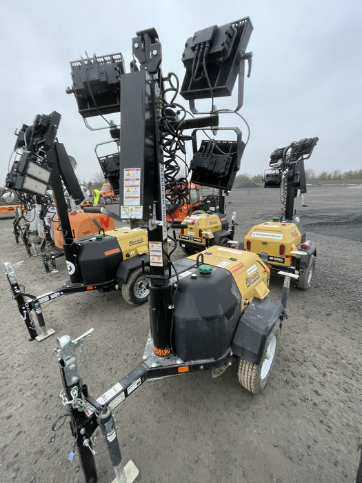 2021 Allmand NLV3GR (4) LED Light Fixture 350W, 23' Vertical Mast, 3kW Prime, Towable, Deep Sea L401, Leveling Jacks, Yanmar T4F 5.8hp