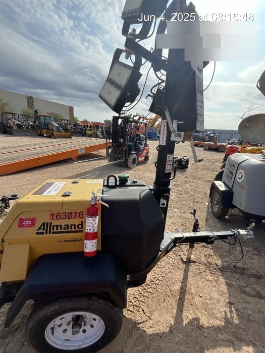 2021 Allmand NLV3GR (4) LED Light Fixture 350W, 23' Vertical Mast, 3kW Prime, Towable, Deep Sea L401, Leveling Jacks, Yanmar T4F 5.8hp