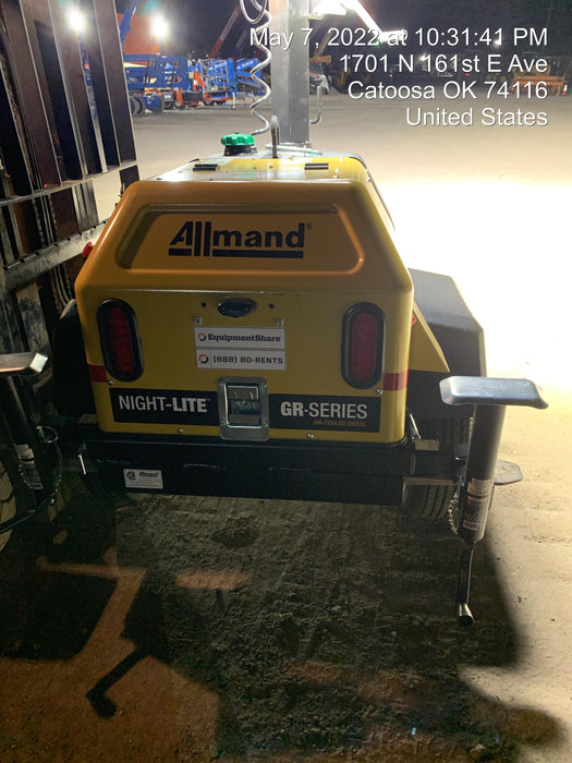 2022 Allmand NLV3GR (4) LED Light Fixture 350W, 23' Vertical Mast, 3kW Prime, Towable, Deep Sea L401, Leveling Jacks, Yanmar T4F 5.8hp