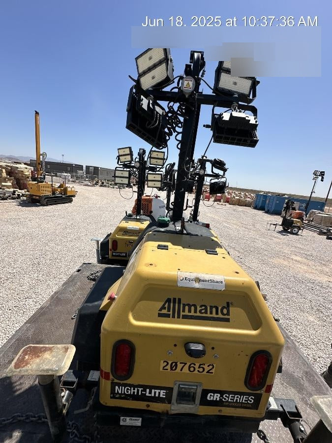 2022 Allmand NLV3GR (4) LED Light Fixture 350W, 23' Vertical Mast, 3kW Prime, Towable, Deep Sea L401, Leveling Jacks, Yanmar T4F 5.8hp