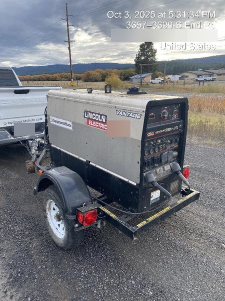 2019 Lincoln Electric Vantage 322 Ready-Pak 3, Two Wheel Trailer, Fender and Light Kit, Cable Rack