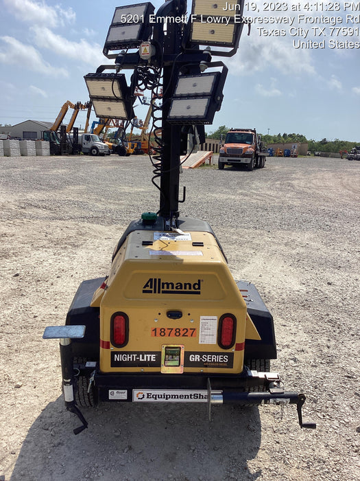 Allmand NLV3GR (4) LED Light Fixture 350W, 23' Vertical Mast, 3kW Prime, Towable, Deep Sea L401, Leveling Jacks, Yanmar T4F 5.8hp