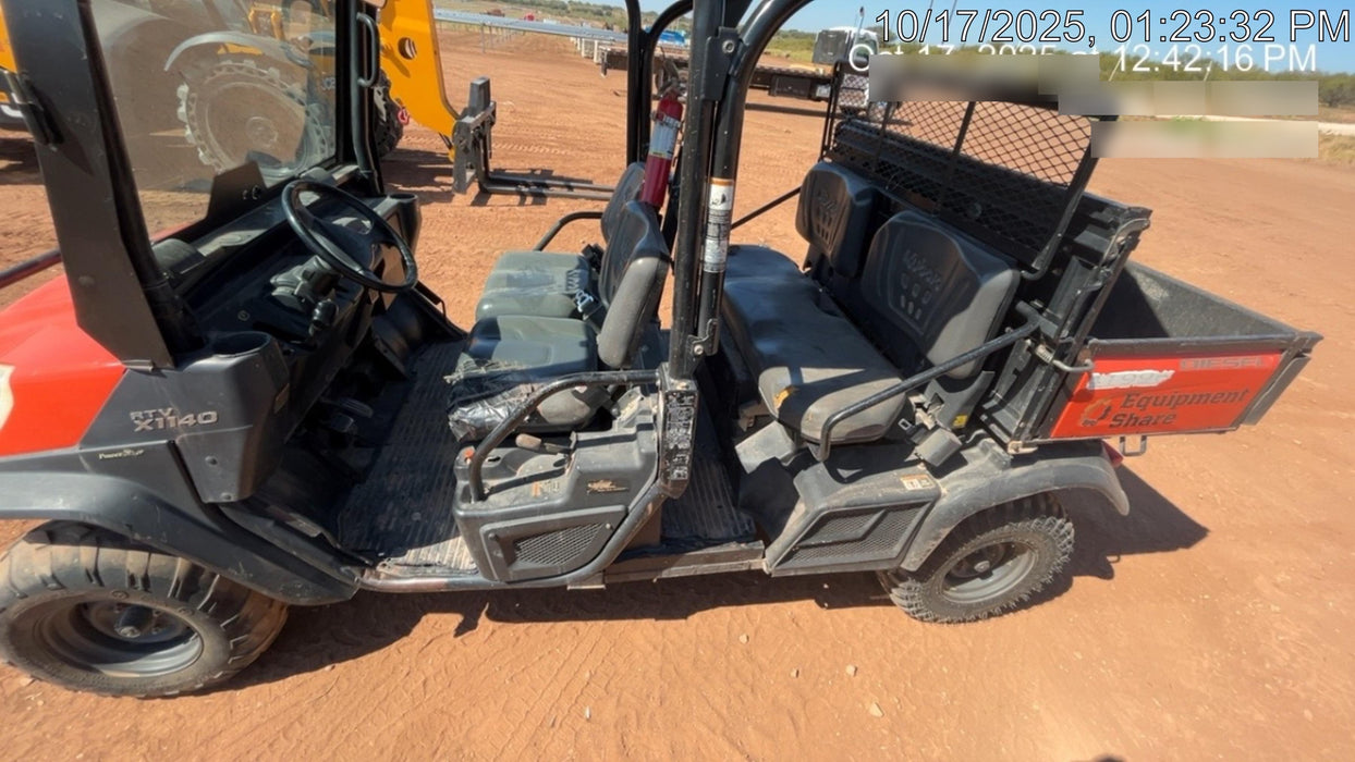 2019 Kubota RTV-X1140W-H 4wd Utility Cart, 4 Seat, Diesel, LED Strobe, Windshield Tempered Glass, Plastic Canopy, Wire Harness Kit, Backup Alarm