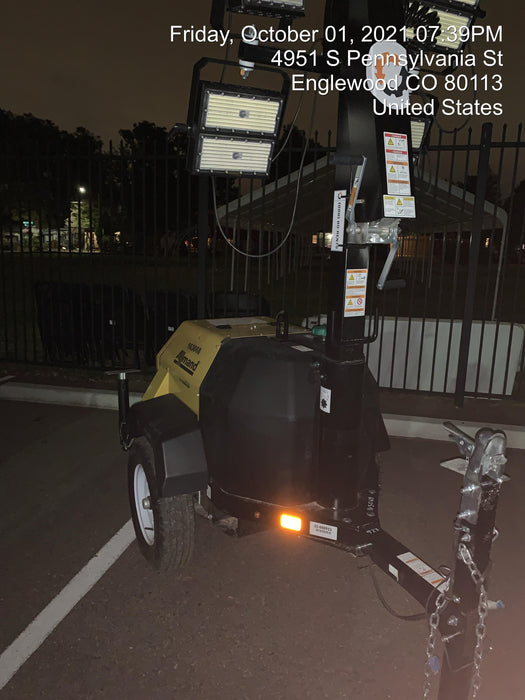 2021 Allmand NLV3GR (4) LED Light Fixture 350W, 23' Vertical Mast, 3kW Prime, Towable, Deep Sea L401, Leveling Jacks, Yanmar T4F 5.8hp