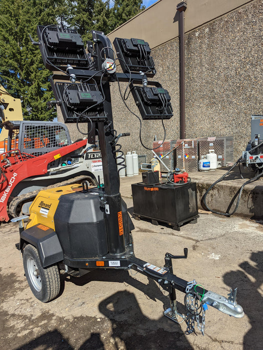 2022 Allmand NLV3GR (4) LED Light Fixture 350W, 23' Vertical Mast, 3kW Prime, Towable, Deep Sea L401, Leveling Jacks, Yanmar T4F 5.8hp