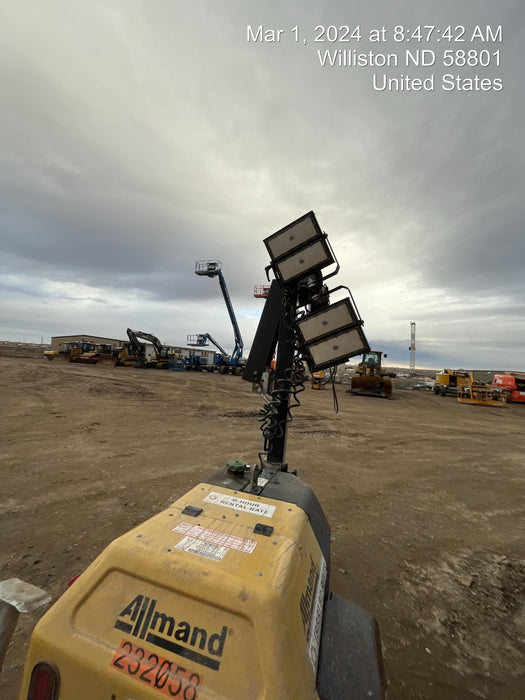 2022 Allmand NLV3GR (4) LED Light Fixture 350W, 23' Vertical Mast, 3kW Prime, Towable, Deep Sea L401, Leveling Jacks, Yanmar T4F 5.8hp