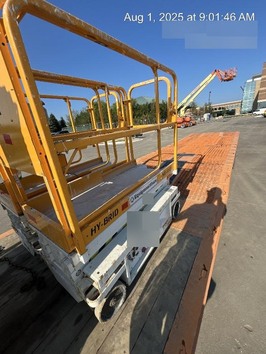 Custom Equipment HB-1430 <ul>
 <li>Hy-Brid Scissor Lift</li>
  <li>Platform capacity up to 670 lbs.</li>
  <li>Working height up to 20 ft</li>
  <li>Weighs under 1,700 lbs.</li>
  <li>Non-marking wheels </li>
</ul>
