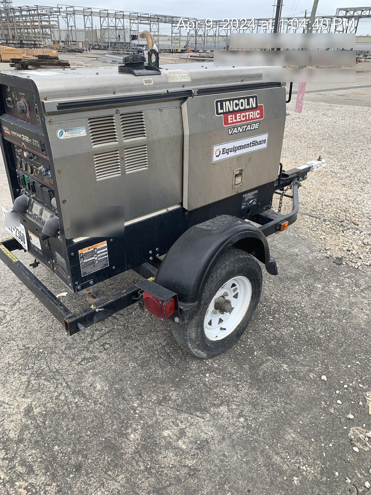 2018 Lincoln Electric Vantage 322 Lincoln Vantage 322 Welder Ready Pak 3 - Vantage 322, Trailer, Fender and light kit, Cable rack