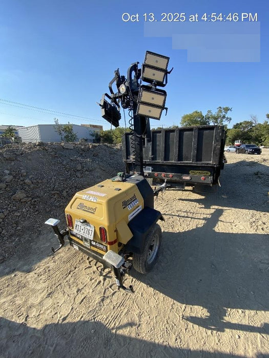 Allmand NLV3GR (4) LED Light Fixture 350W, 23' Vertical Mast, 3kW Prime, Towable, Deep Sea L401, Leveling Jacks, Yanmar T4F 5.8hp