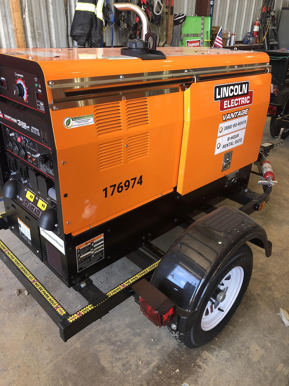 2021 Lincoln Electric Vantage 322 Vantage 322 Ready Pak 3 w/ Decals, ORANGE (includes trailer, cable rack, fender light kit) NO Telematics