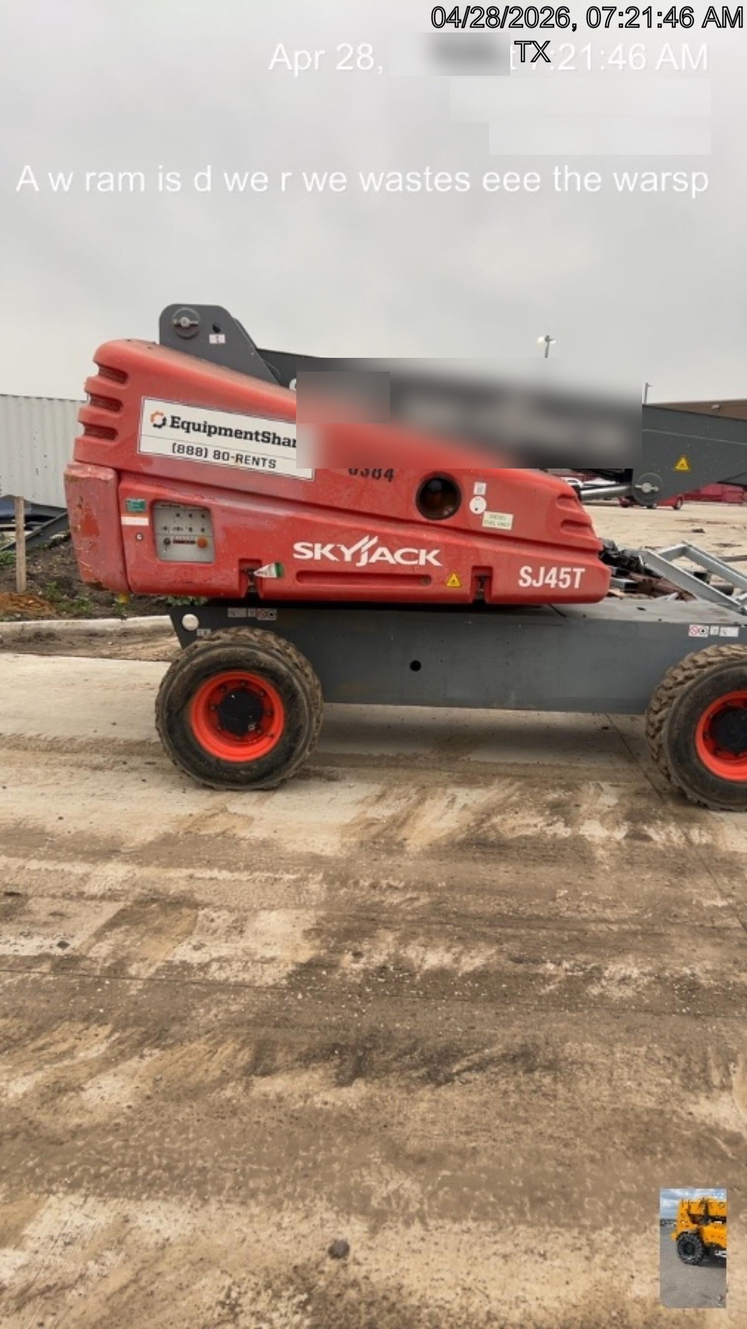 2017 Skyjack SJ45T+ Skyjack 45T, Diesel Engine, Foam Filled Tires,36x96" Platform, Extended Warranty 5yr/5k hr