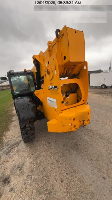 2019 JCB 512-56 109 HP w/CAB/HVAC, Beacon, Aux Hydraulics, Worklights, Solid Tires w/60" Carriage/Forks