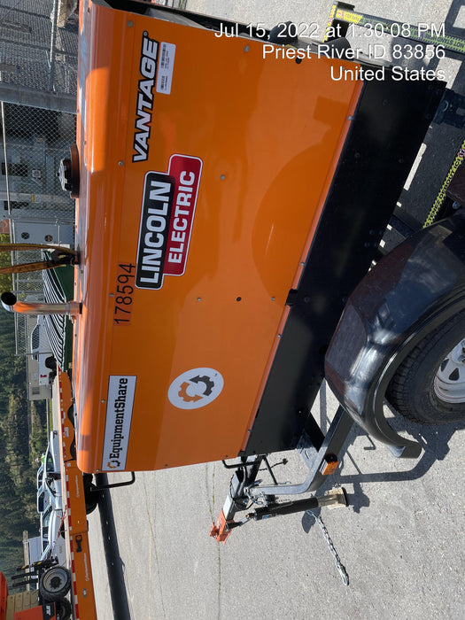 2021 Lincoln Electric Vantage 322 Vantage 322 Ready Pak 3 w/ Decals, ORANGE (includes trailer, cable rack, fender light kit) NO Telematics