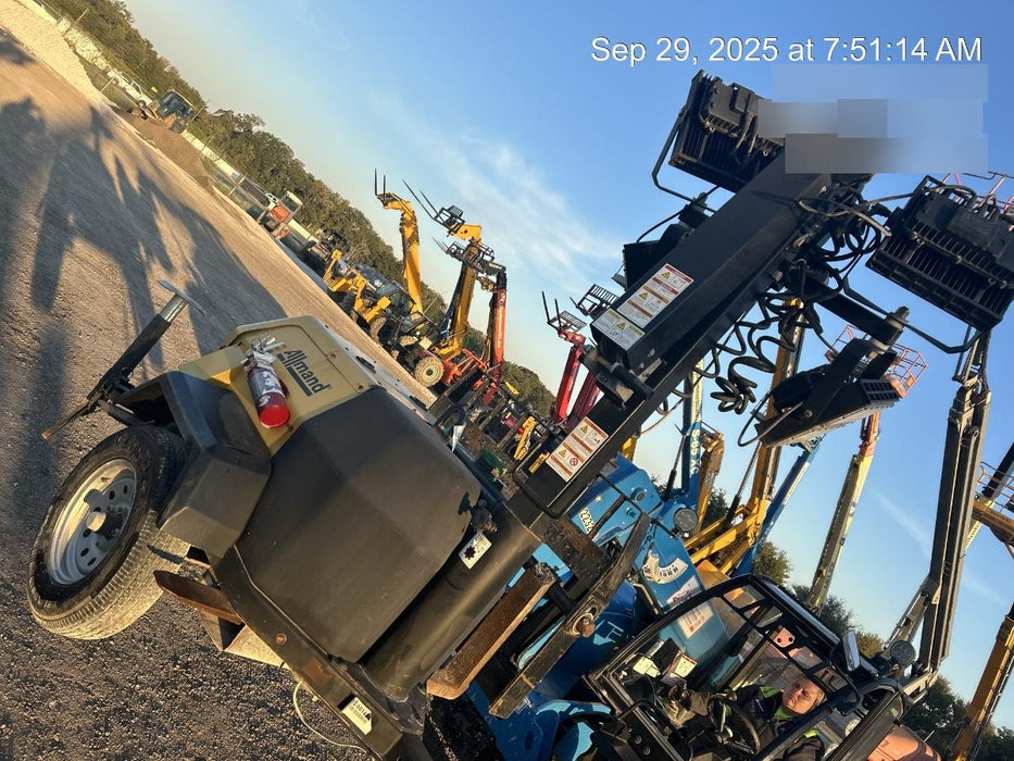 2022 Allmand NLV3GR (4) LED Light Fixture 350W, 23' Vertical Mast, 3kW Prime, Towable, Deep Sea L401, Leveling Jacks, Yanmar T4F 5.8hp