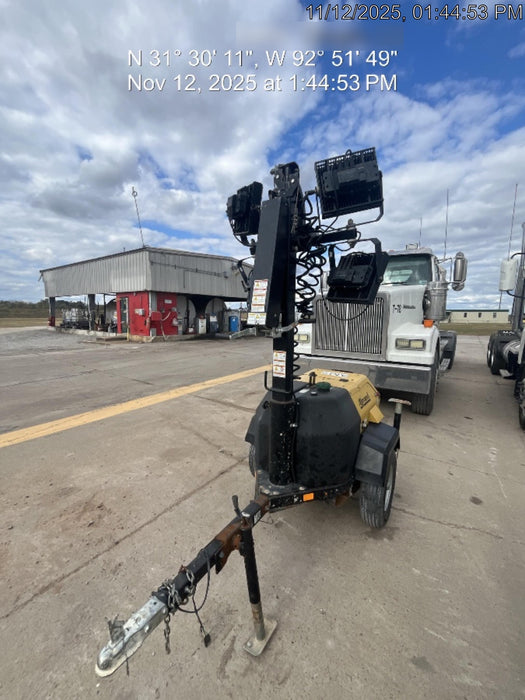 2022 Allmand NLV3GR (4) LED Light Fixture 350W, 23' Vertical Mast, 3kW Prime, Towable, Deep Sea L401, Leveling Jacks, Yanmar T4F 5.8hp