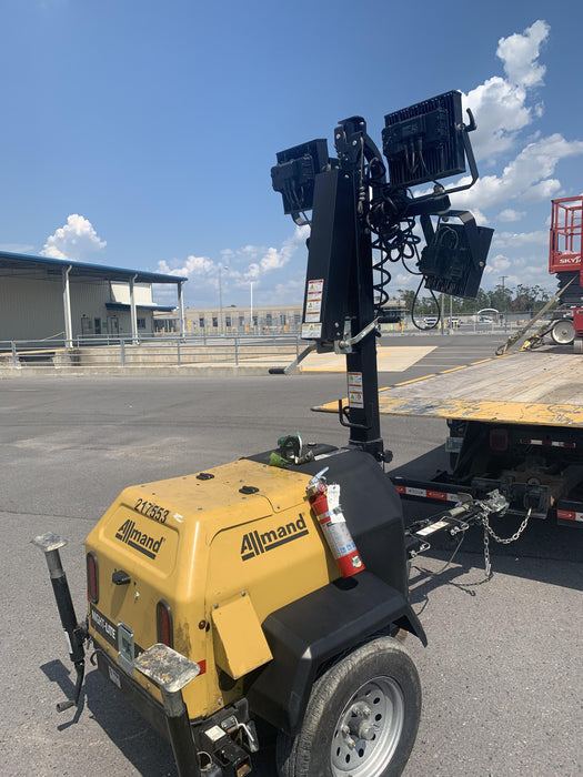 2022 Allmand NLV3GR (4) LED Light Fixture 350W, 23' Vertical Mast, 3kW Prime, Towable, Deep Sea L401, Leveling Jacks, Yanmar T4F 5.8hp