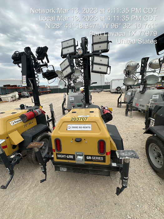 2022 Allmand NLV3GR (4) LED Light Fixture 350W, 23' Vertical Mast, 3kW Prime, Towable, Deep Sea L401, Leveling Jacks, Yanmar T4F 5.8hp