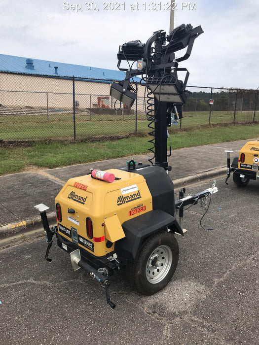 2021 Allmand NLV3GR (4) LED Light Fixture 350W, 23' Vertical Mast, 3kW Prime, Towable, Deep Sea L401, Leveling Jacks, Yanmar T4F 5.8hp