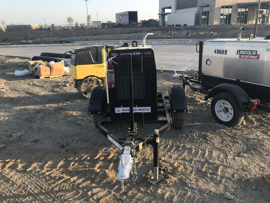 2019 Lincoln Electric Vantage 322 Ready-Pak 3, Two Wheel Trailer, Fender and Light Kit, Cable Rack