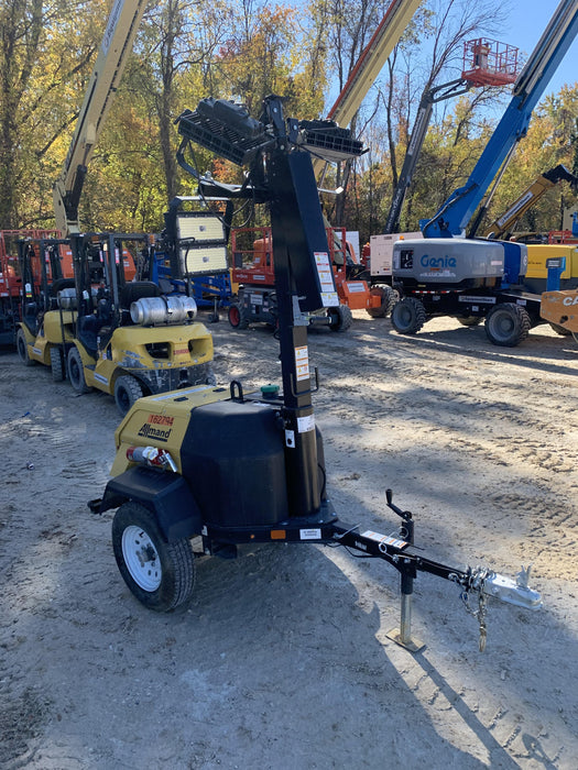 2021 Allmand NLV3GR (4) LED Light Fixture 350W, 23' Vertical Mast, 3kW Prime, Towable, Deep Sea L401, Leveling Jacks, Yanmar T4F 5.8hp