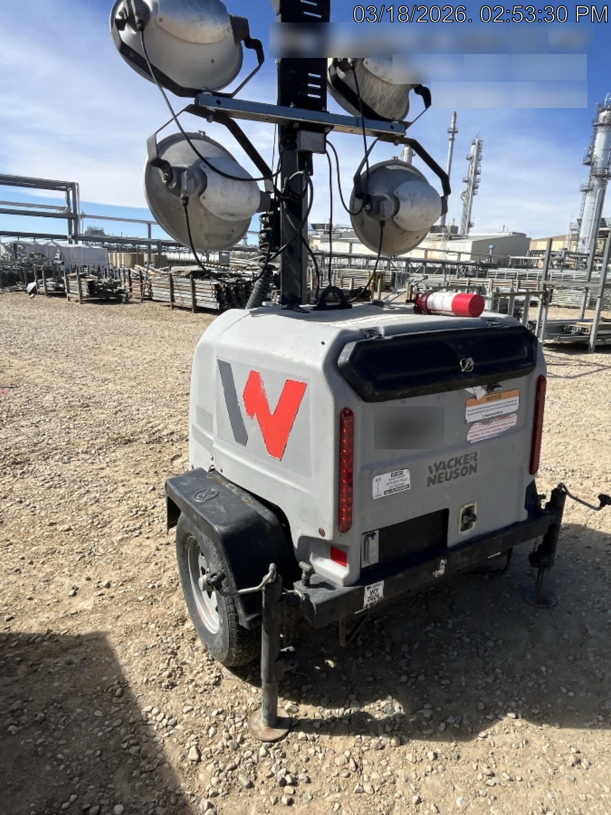 2018 Wacker Neuson LTV6L-MH Wacker Neuson LTV6L Mobile Light Tower w/Fuel Level Sensor Installed