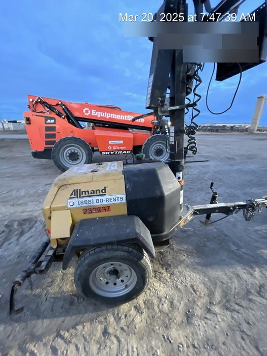 2022 Allmand NLV3GR (4) LED Light Fixture 350W, 23' Vertical Mast, 3kW Prime, Towable, Deep Sea L401, Leveling Jacks, Yanmar T4F 5.8hp