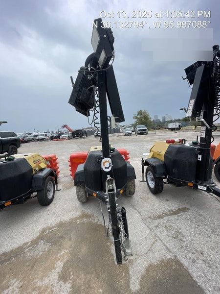 2022 Allmand NLV3GR (4) LED Light Fixture 350W, 23' Vertical Mast, 3kW Prime, Towable, Deep Sea L401, Leveling Jacks, Yanmar T4F 5.8hp