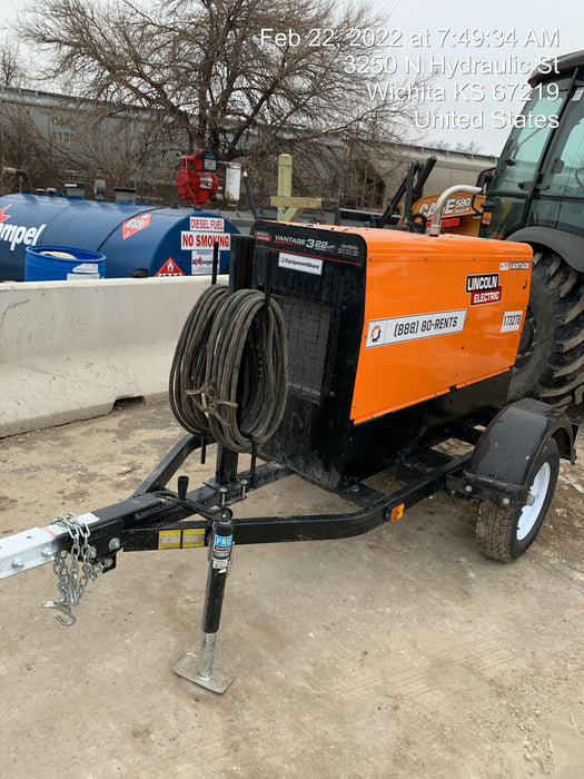 2021 Lincoln Electric Vantage 322 Vantage 322 Ready Pak 3 w/ Decals, ORANGE (includes trailer, cable rack, fender light kit) NO Telematics