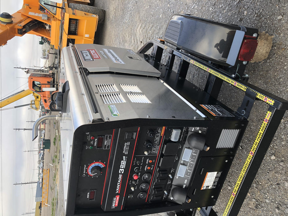 2019 Lincoln Electric Vantage 322 Welder Ready-Pak 3, Two wheel trailer, Fender and Light kit, Cable Rack